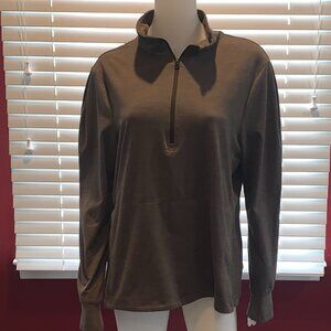 EUC LAYER 8 Qwick Dry Women's 1/4 Zip Pullover XL Light Olive (Almost Gray)